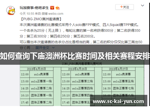如何查询下庙澳洲杯比赛时间及相关赛程安排